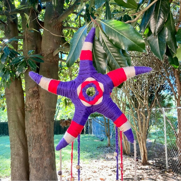 Starfish Star Starburst Shooting Star Yarn Beads Boho Wall dECOR 39” x 1… - Picture 6 of 9